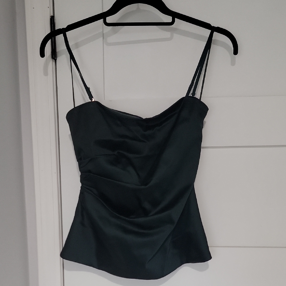 Abercrombie Satin Convertible Tube Top, Emerald Green